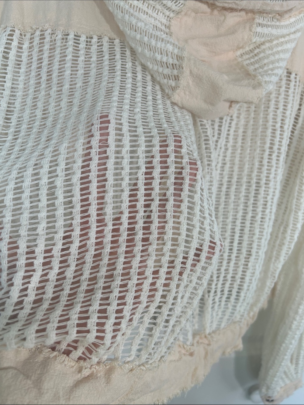 POL Beige & Cream Open-Weave Hooded Button Utility Jacket - Picture 6 of 7